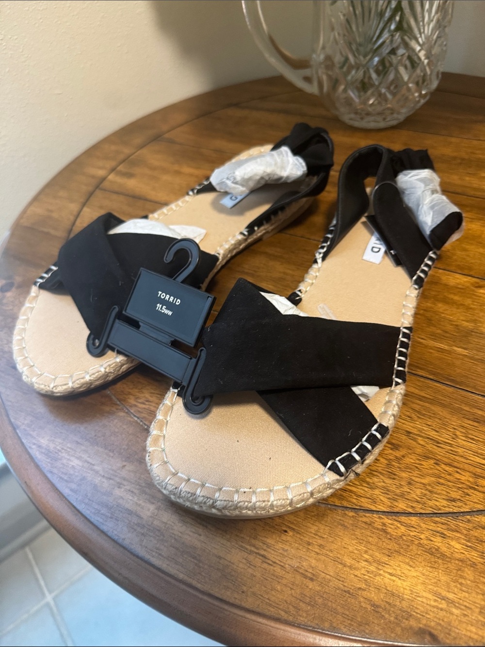 Torrid Black BNWT LaceUp The Ankle Espadrille Sandals Fit Like 12 WW BRAND NEW - Picture 3 of 16